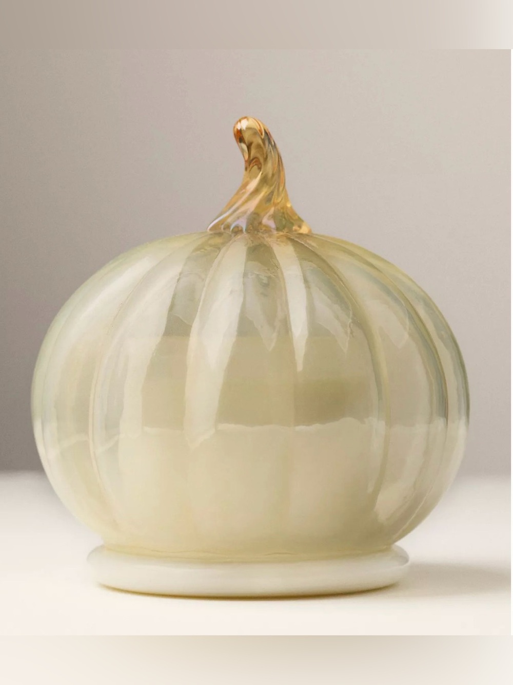 Anthropologie Gourmand Malted Pumpkin & Dark Rum Glass Pumpkin Cloche Candle NEW